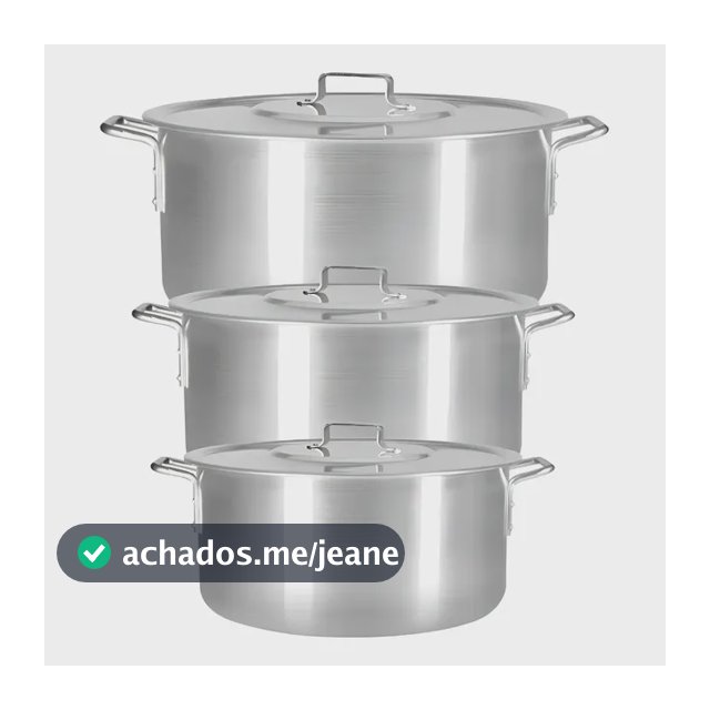 Kit 3 Panelas Feijoada Caldo Alumínio 23 cm 25 cm 27 cm