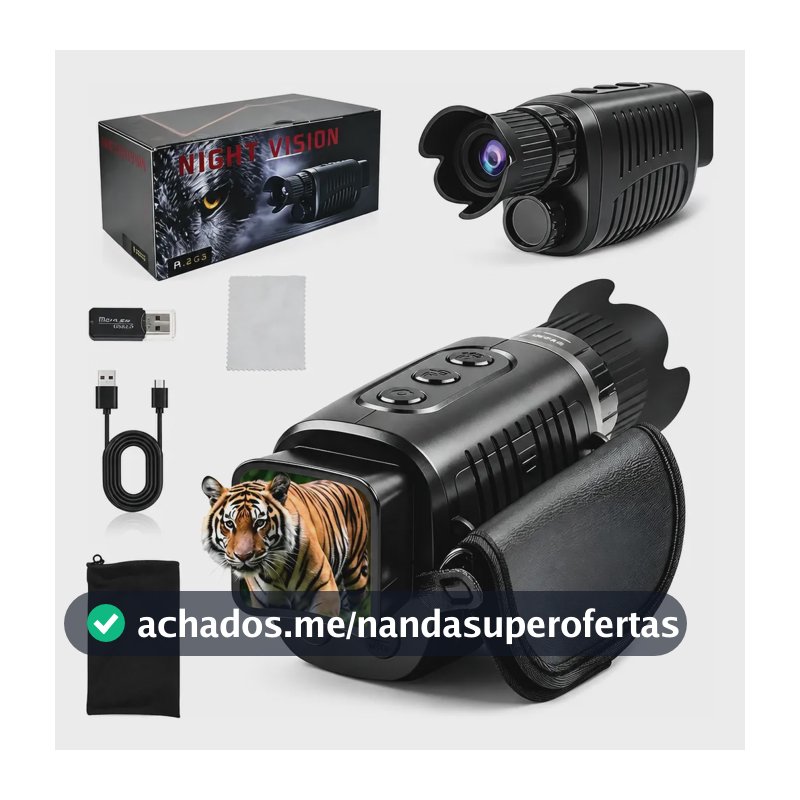 Monoculo Visão Noturna Infravermelho Alcance 500 Metros Hd Preto