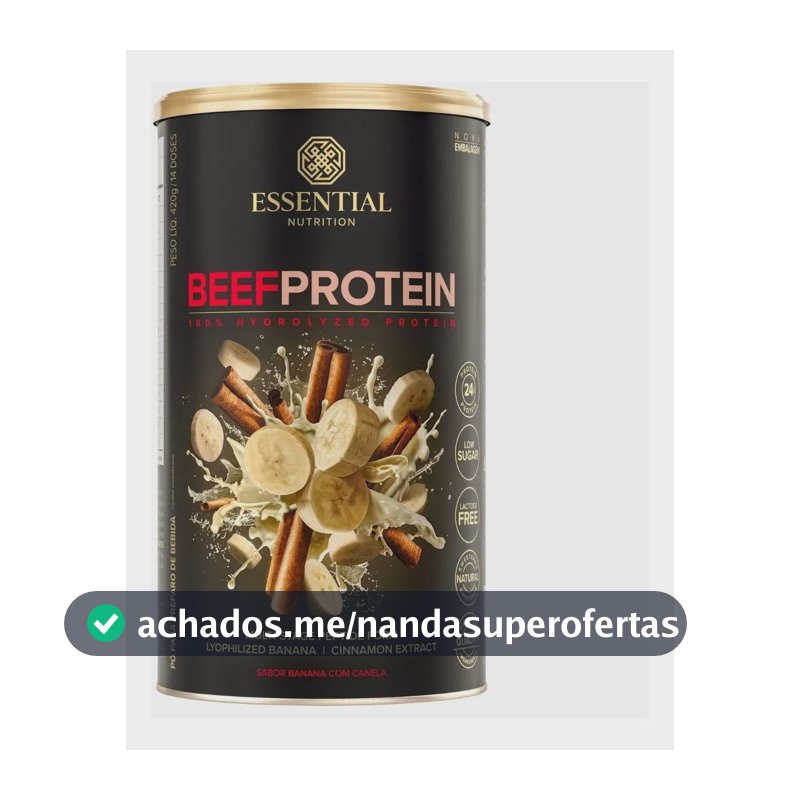 Beef Protein Da Carne 420g Essential Nutrition Banana Com Canela