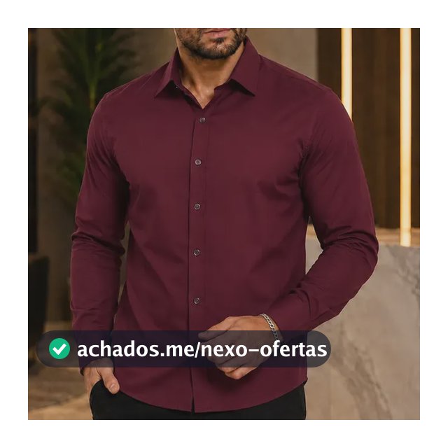Camisa Social Masculina Slim Fit Sem Bolso Luxo Não Amassa