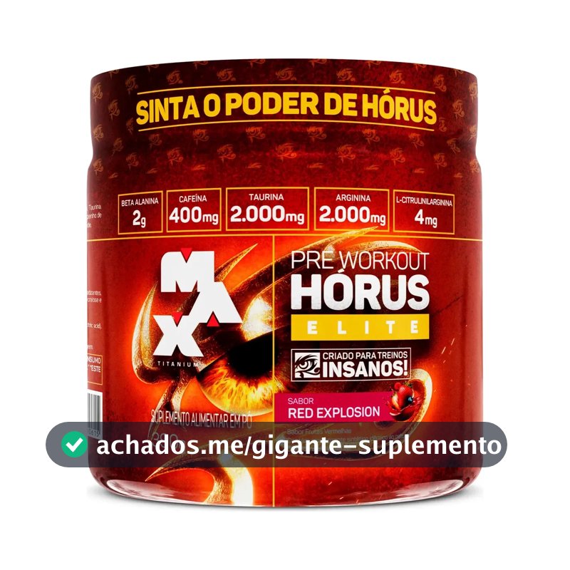 Hórus Elite 390g Pré Treino Max Titanium Pre Workout Frutas Vermelhas