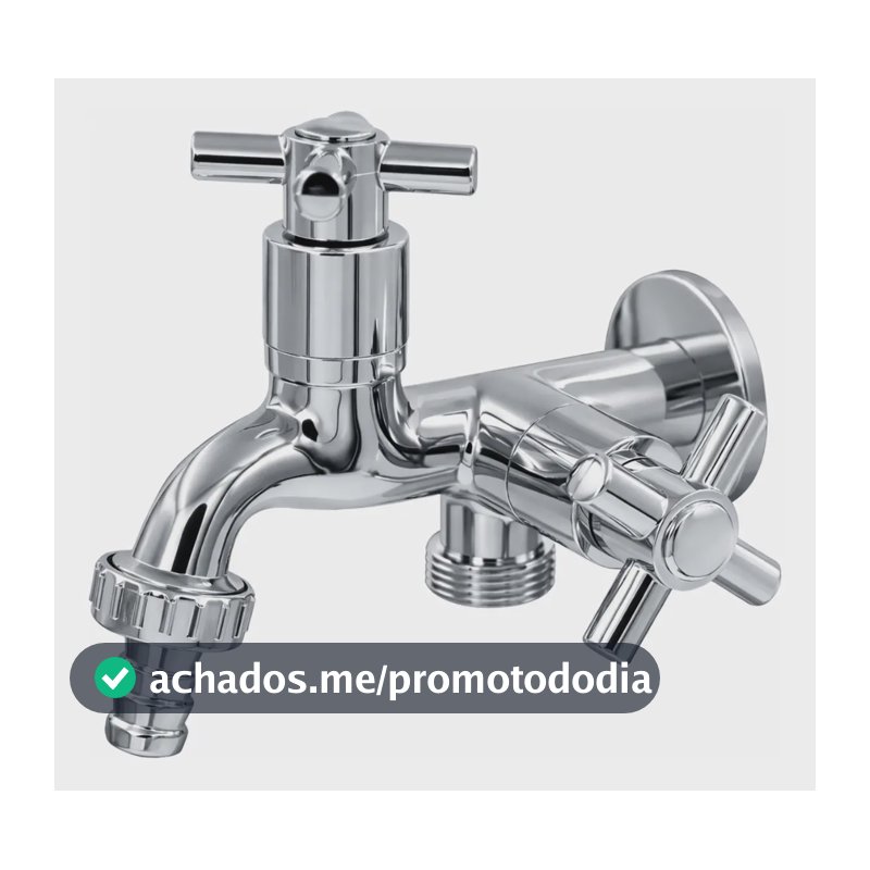 Torneira de Parede Dupla para Tanque e Máquina de Lavar em ABS Cromado 1/4 de Volta Ofir Metais