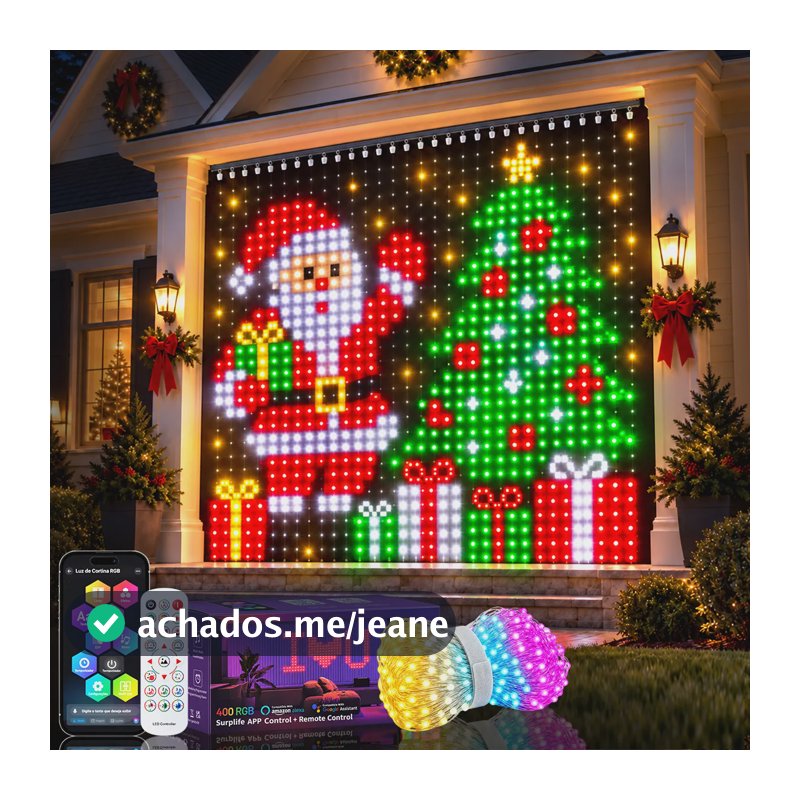 Luz De Cortina De Cordão Natal Diy Rgb Couro Bluetooth 2x2m Rgb 127/220v