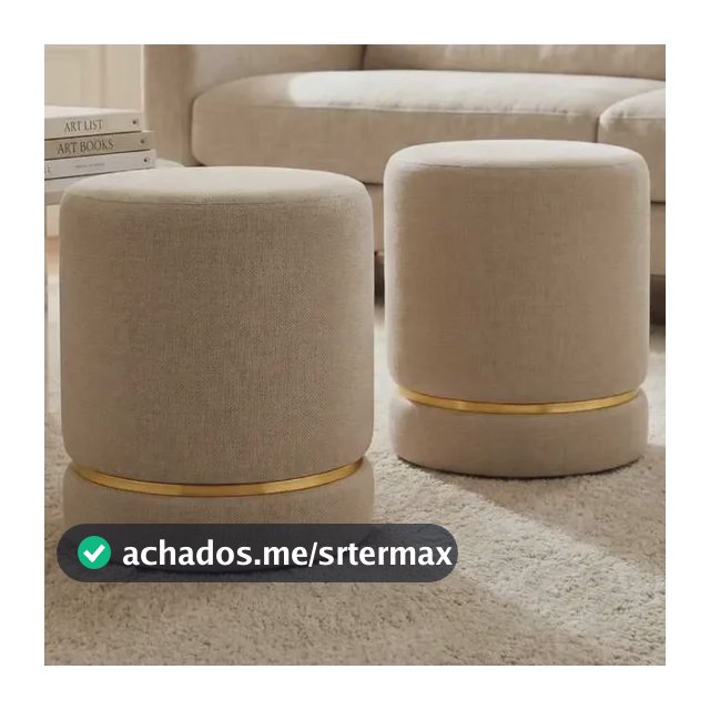 Kit 2 Puff Linho Bege Luiza Sala Quarto Cozinha E Provadores Linho Bege