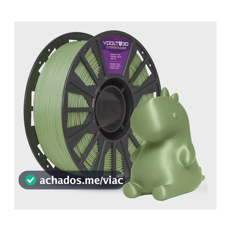 Filamento Pla Verde Oliva Musgo Velvet 1Kg Voolt3D Aveludado Produto Brasileiro Peças Impressas