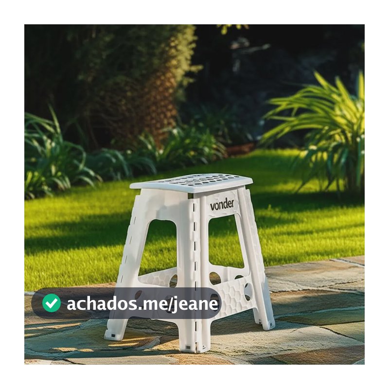 Banqueta Plástica Dobrável Vonder 450mm 150kg Antiderrapante