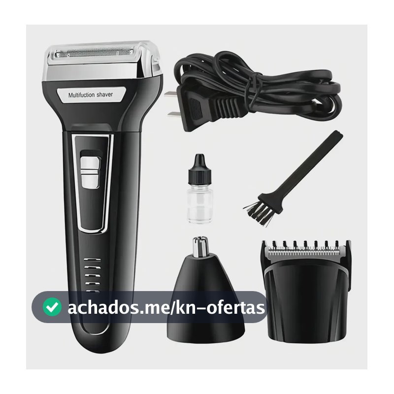 Máquina de aparar Barba E Pelos Barbeador 3 Em 1 Recarregável Bivolt Km6558 Preto