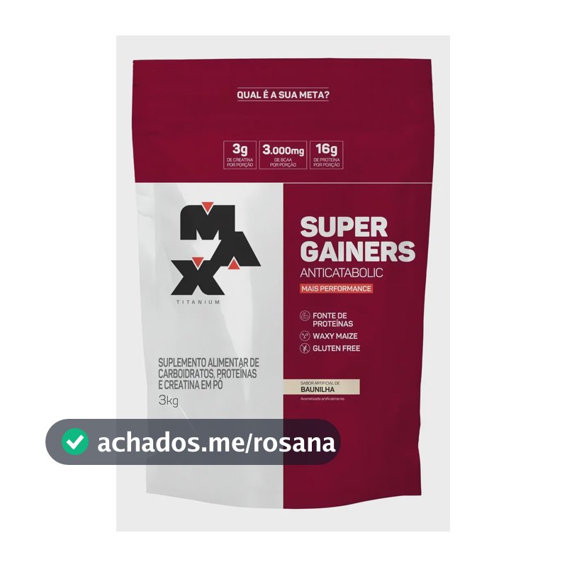 Hipercalórico 3kg Super Gainers Max Titanium Baunilha Alto Valor Calórico