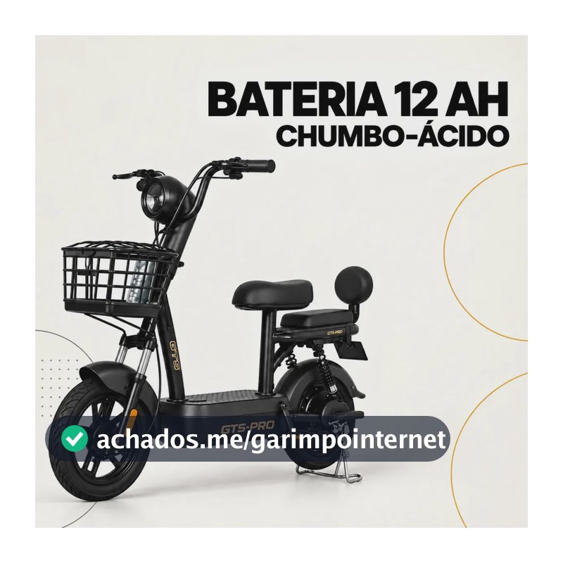 Bicicleta Elétrica GTS Super Power 500W para Mobilidade Urbana Preta