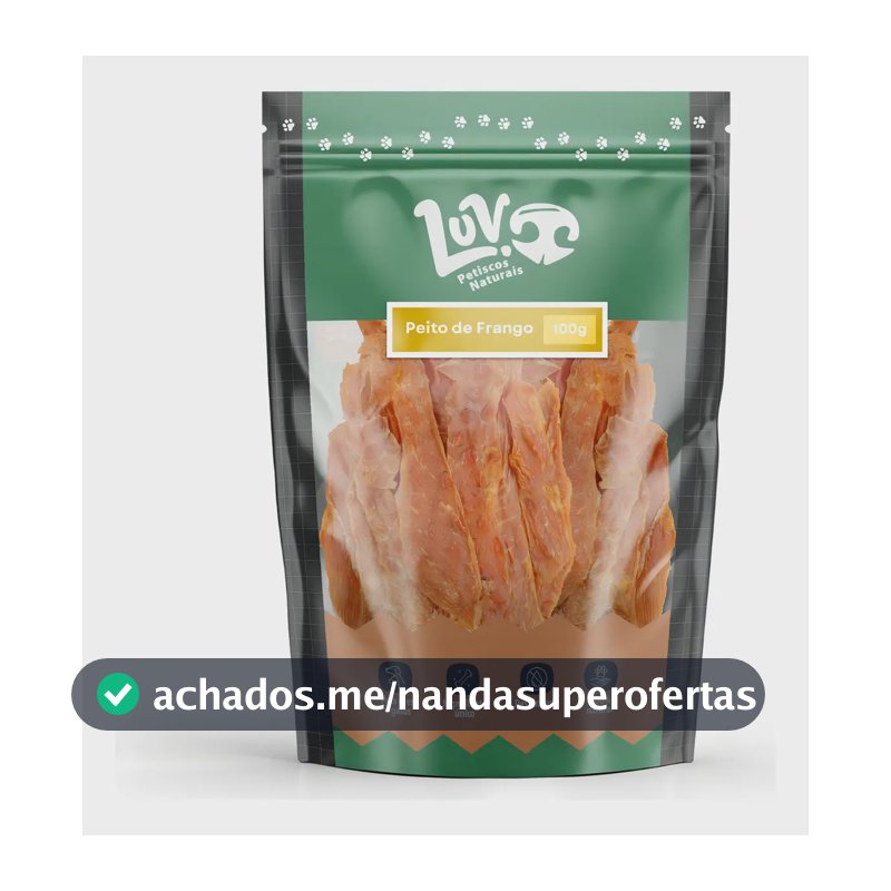 Petisco Natural Para Cães Gatos Pet Luv Peito De Frango 100g