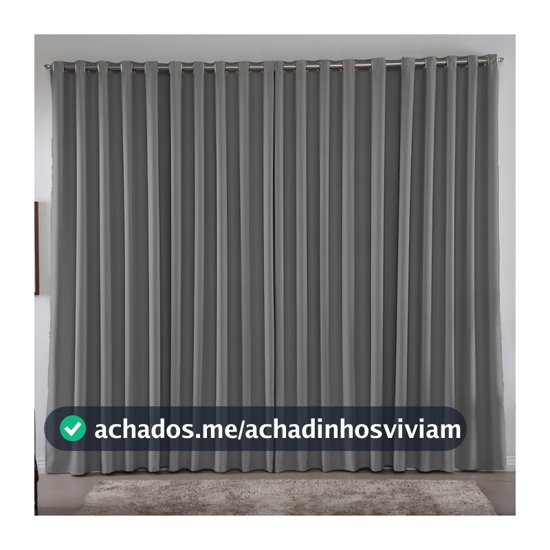 Cortina 3,00x2,80 Metros Blackout Blecaute Cinza Corta Luz Em Tecido Grosso Para Quarto E Sala Casa Laura Enxovais