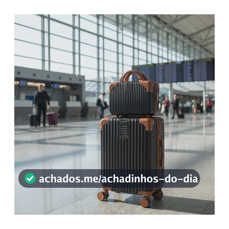 Mala De Viagem 10kg Promoção Rodas 360° Miami Com Frasqueira Preto Com Bege Listras