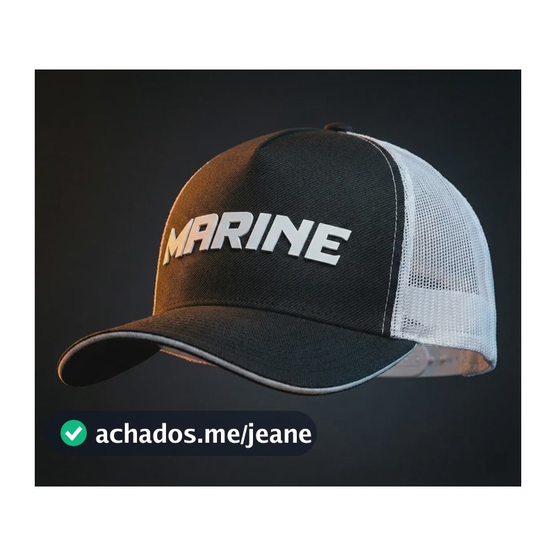 Bone Pesca Marine Sports - De Tela E Regulagem Varios Modelo Pescador Preto E Branco Único