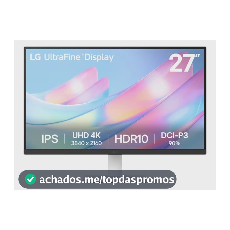 Monitor LG UltraFine - Tela IPS UHD 4K 27", HDR10, DCI-P3 90% , Dynamic Action Sync, Branco– 27US500