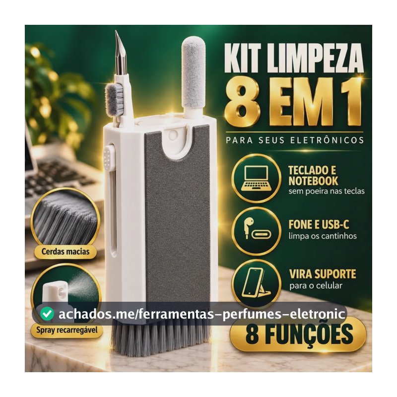Kit Limpeza Celular Teclado Pc Notebook Escova Macia Limpa câmera Pincel Limpador Multiuso Fone De Ouvido Tablet Headset 8 Em 1 Eletrônicos Gadgets Portátil Multifuncional Eficiente LVC FAMILY