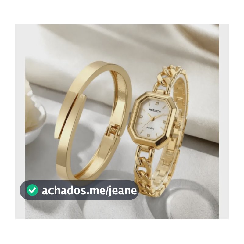 Kit Relógio Feminino Dourado Com Pulseira Bracelete Luxo Dourado