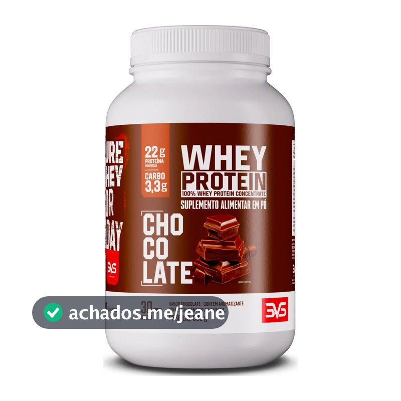 100% WHEY Protein Concentrado 900g Sabor Chocolate - Proteína 100% Pura - 3VS Nutrition