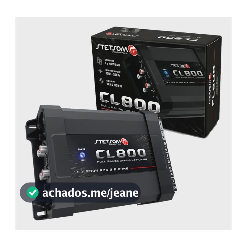 Modulo Stetsom Cl800.4 2 Ohms 800w Mais Vendido Estereo Preto