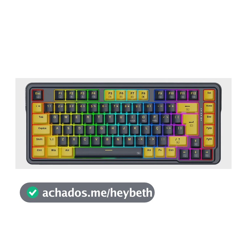 Teclado Gamer Mecânico Redragon Elf Preto e Amarelo RGB