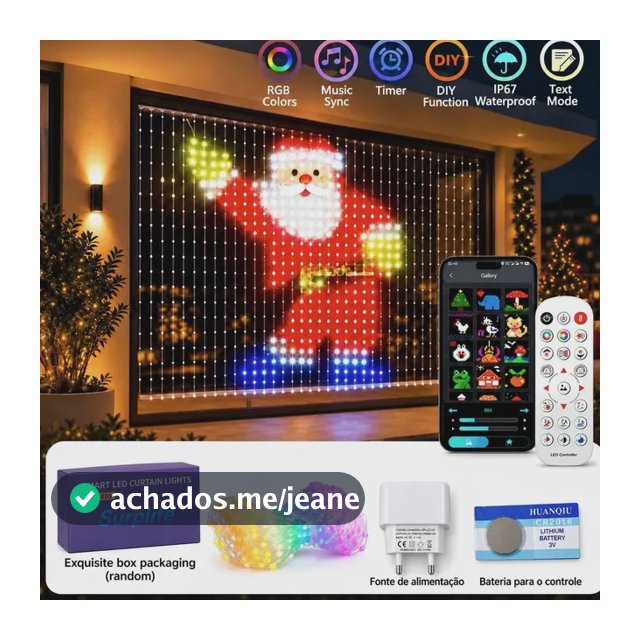 Cortina Digital Inteligente 400 Leds Rgb 3x3m 5v Ip65 Biv.
