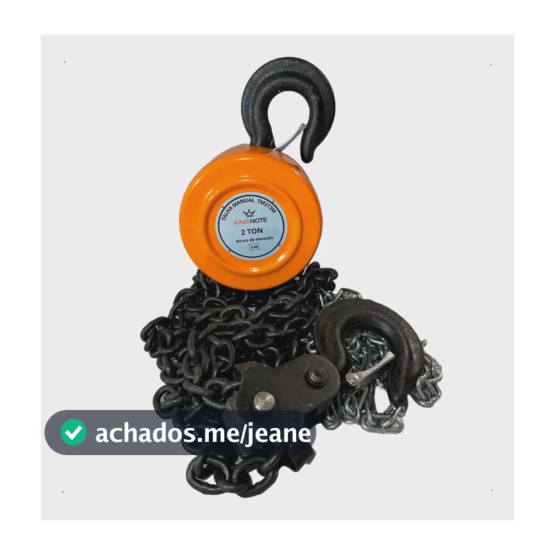 Talha De Corrente Manual Catraca 2000kg 3m Altura De Elevação Corrente Aço 2t Galvanizado King Note