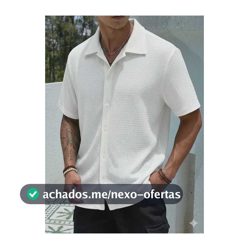 Camisa Casual Masculina Texturizada Com Botões Old Money Damasco Texturizado P