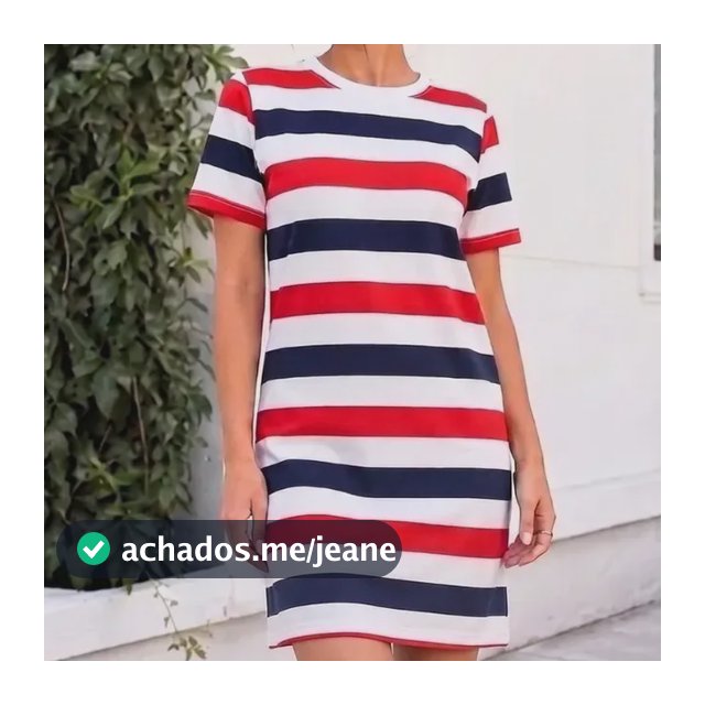 Vestido Manga Curta T-shirt Casual Listrado Algodão Básico