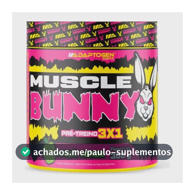 Pré Treino Muscle Bunny C/300g - Adaptogen Sabor Maçã Verde