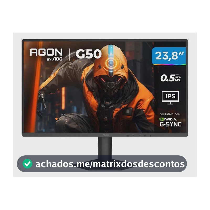 Monitor Gamer Aoc 23,8  Full Hd 144hz Agon G50 0,5ms Preto Bivolt