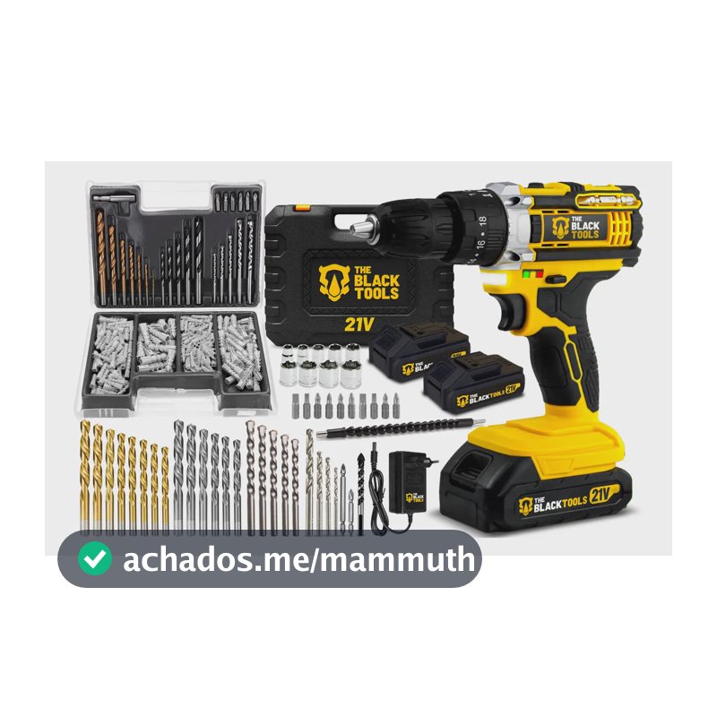 Parafusadeira Furadeira De Impacto The Black Tools Profissional TB-21PX 2 Baterias Maleta + Kit Brocas Buchas 300 Peças