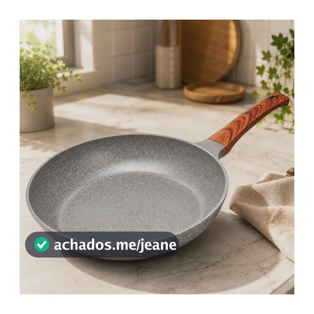 Frigideira Cerâmica Antiaderente 24cm Indução Cooktop Fogão a Gás Não Gruda Sem Óleo Cor Cinza Granito