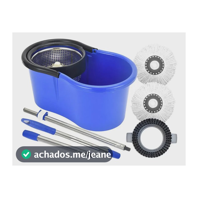 Perfect Mop Inox 360 Pro Balde Giratório Microfibra Limpeza 12L