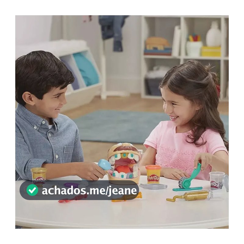 Massinha de Modelar Infantil Brincando de Dentista, Play-Doh - Conjunto de Brinquedo com 9 Acessórios e 6 Potes - A partir de 3 Anos