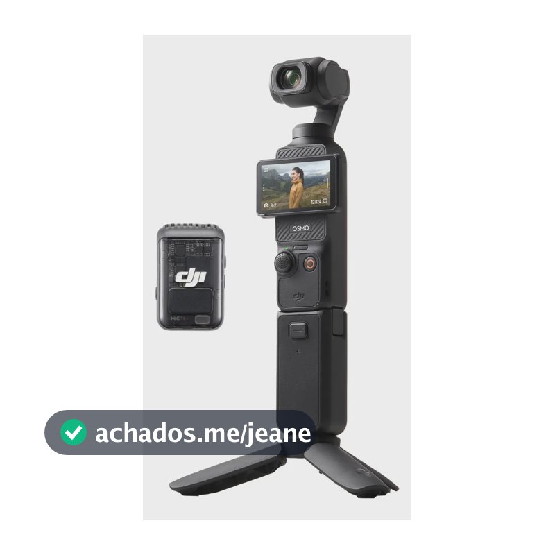 DJI Osmo Pocket 3 Combo Creator, DJI Mic 2 e câmera para vlogs 4K 120fps CMOS 1" estabilização em 3 eixos, rastreamento de rostos e objetos, foco rápido, tela tátil de 2" e câmera portátil - DJI210