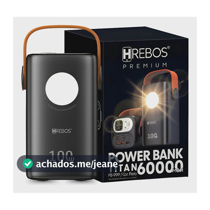 Power Bank 60.000mah Carregador Portátil 100w Starlink Turbo Preto