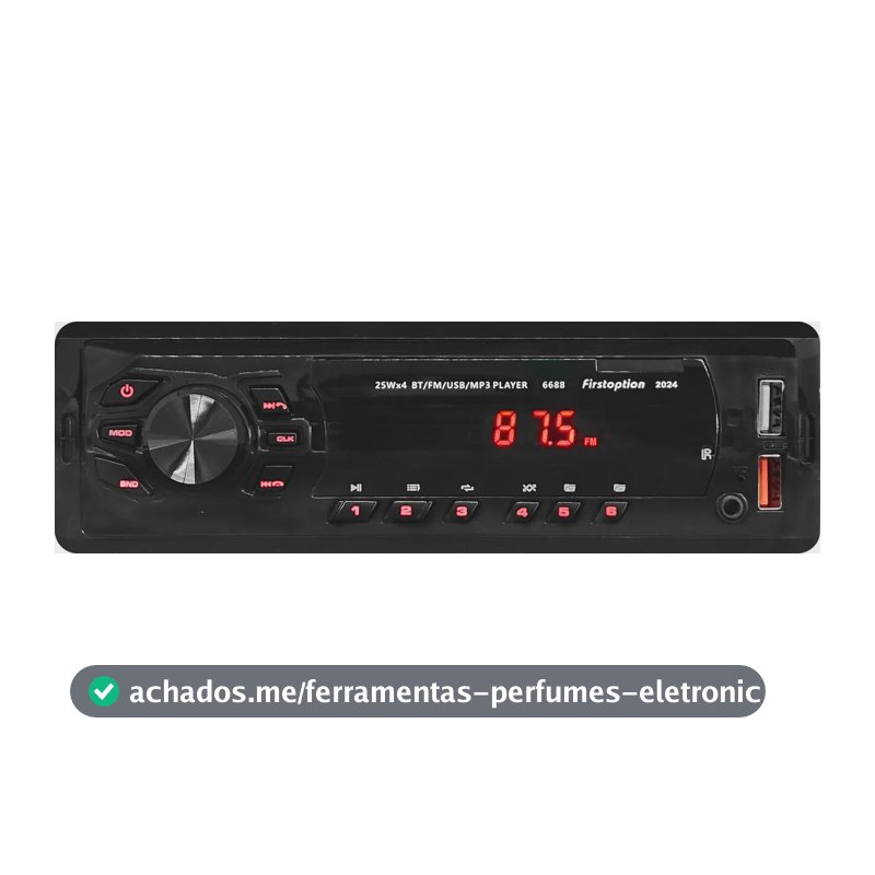 MP3 PLAYER FIRST OPTION 6688 2024 RADIO AUTOMOTIVO BLUETOOTH TOCA SOM CARRO 2 USB 1 DIN PENDRIVE