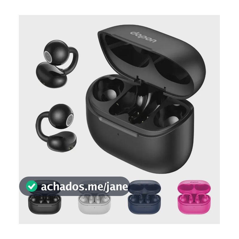 Fone Open Ear Dapon DPF25 Bluetooth 6.0 Sem Fio Com Microfone ENC 6H Tempo de espera de até 200 horas Cor Preto