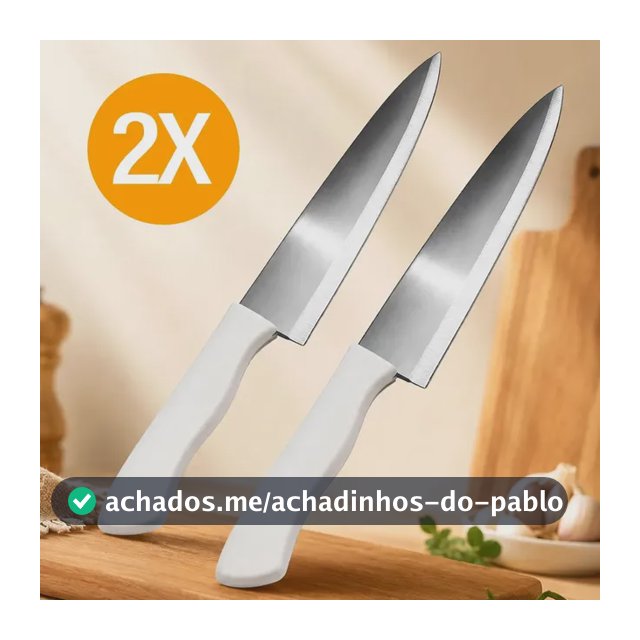 Kit 2 Facas Aço Inox Cozinha Corte Afiado Carne Açougueiro Chef Cabo Branco - Marca Kill Rex
