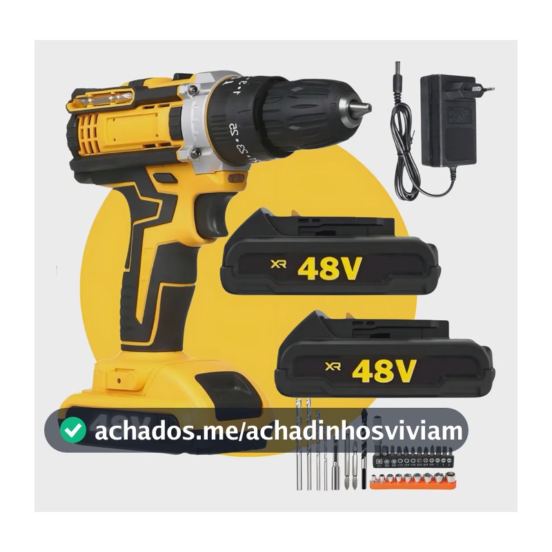 Parafusadeira Furadeira Eletrica Maleta 2 Bateria Cor Amarelo