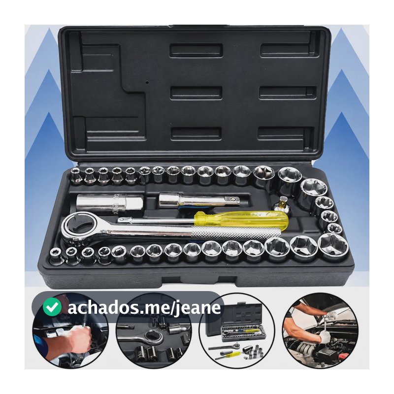 Jogo De Chave Catraca Canhão Cachimbo Com 40 Peças Soquetes Kit Chaves Jogo Catraca Reversível Soquetes 40 Peças Maleta