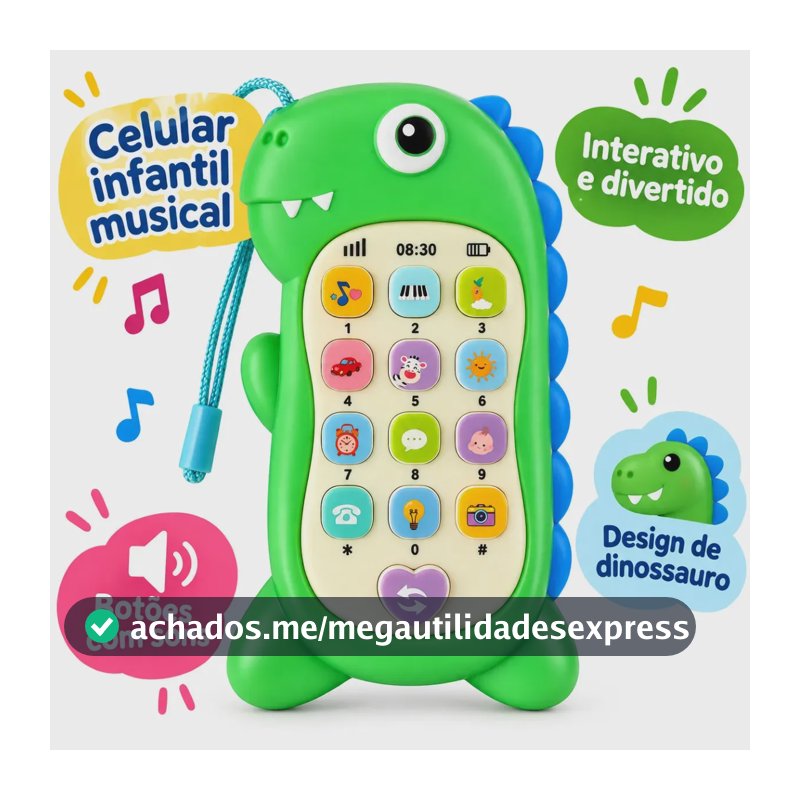 Celular Infantil Musical Interativo Telephone Brinquedo Mordedor Para Bebê Educativo Cor Verde e Azul