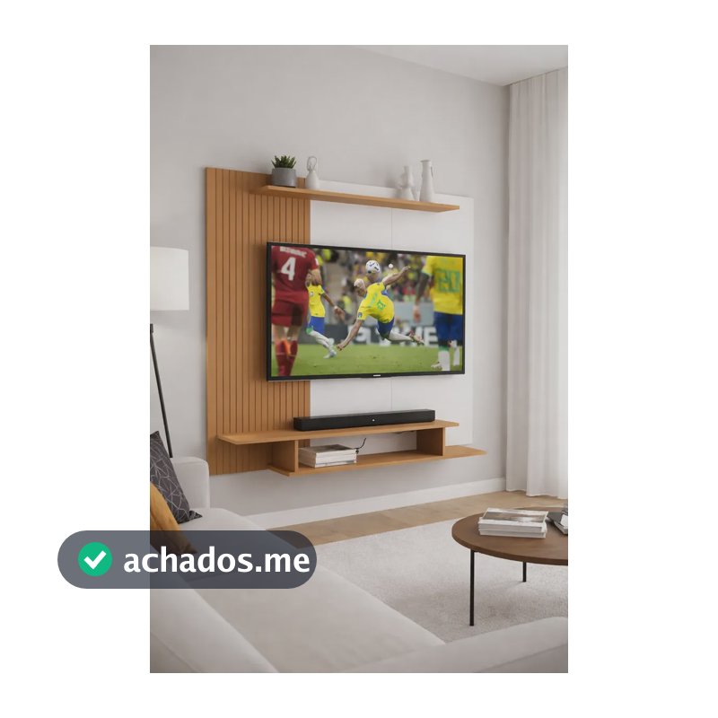 Painel Tv Rack 55  Polegadas Sala De Estar Nicho Frete Gráti Off White