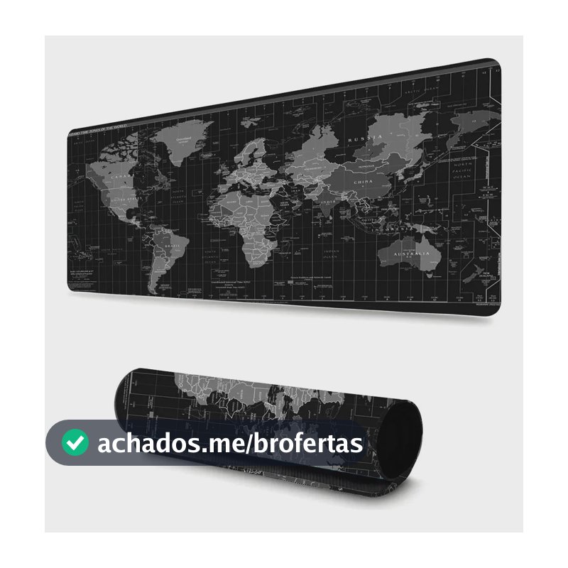 Mousepad Mapa Mundi Gamer 70x35cm Deskpad Notebook Eletroyou