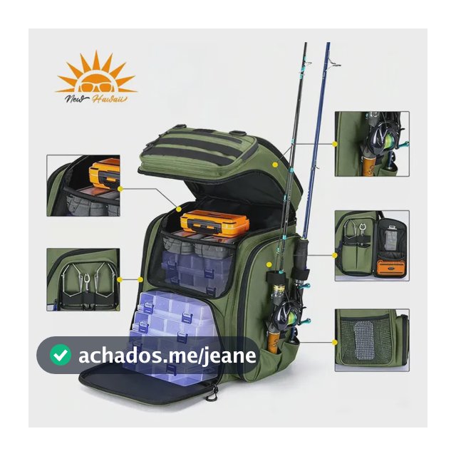 New Hawaii Mochila De Pesca 50l Bolsa Pesca Mochila Backpack Verde-escuro