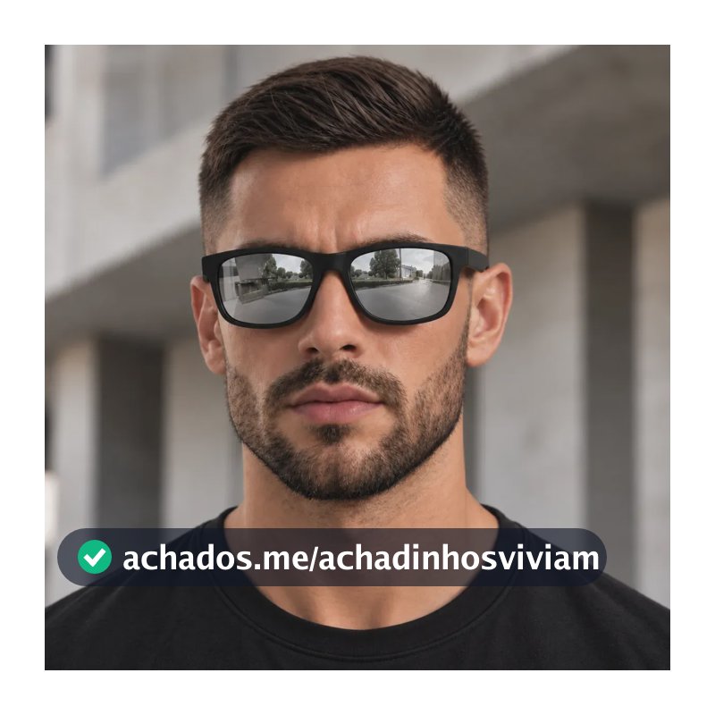Óculos De Sol Masculino Quadrado Clássico Maya Lion Com Proteção Premium Uv400 Prata Espelhado Preto + Case