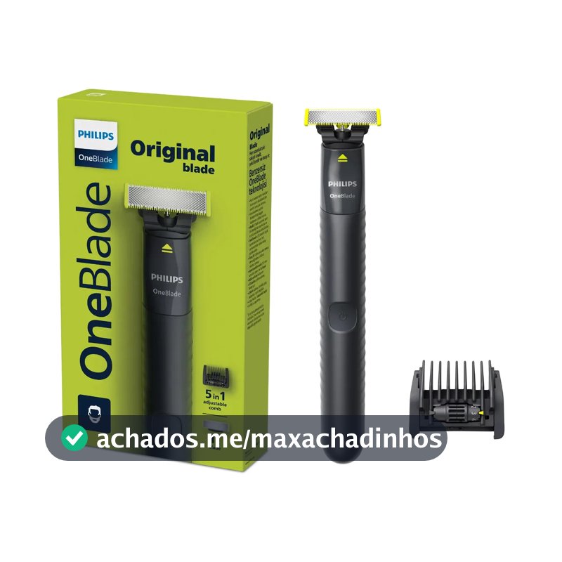 Barbeador e Aparador Elétrico Philips OneBlade com Pente 5 em 1, Sem Fio e À Prova D'Água - QP1425/10
