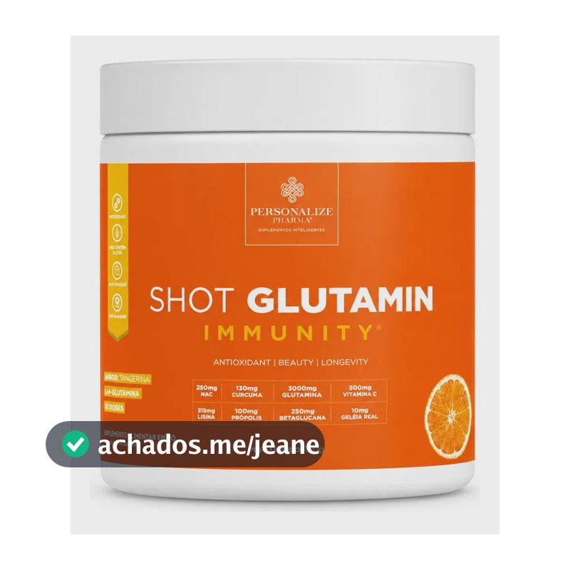 Shot Matinal Personalize Pharma de L-Glutamina e NAC para Imunidade Sabor Tangerina 150g