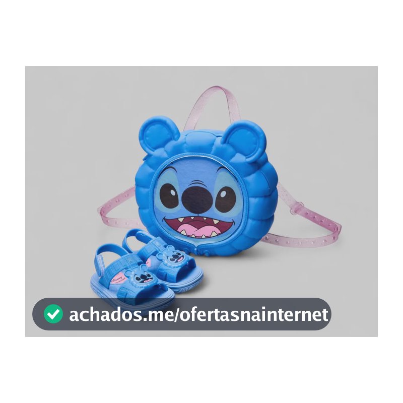 Sandália Grendene Kids Disney Puff Bag Kit-23224 Azul/azul/rosa Liso 20 Br
