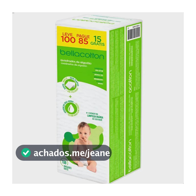 Lencos Descartáveis de Algodão quadrado Bellacotton 100 Unidades Hipoalergênicos macios