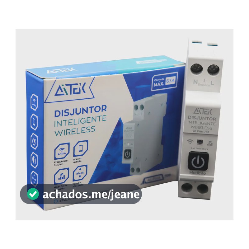 Disjuntor Inteligente Wi-Fi 63A 220V Aitek Smart Alexa Google Home